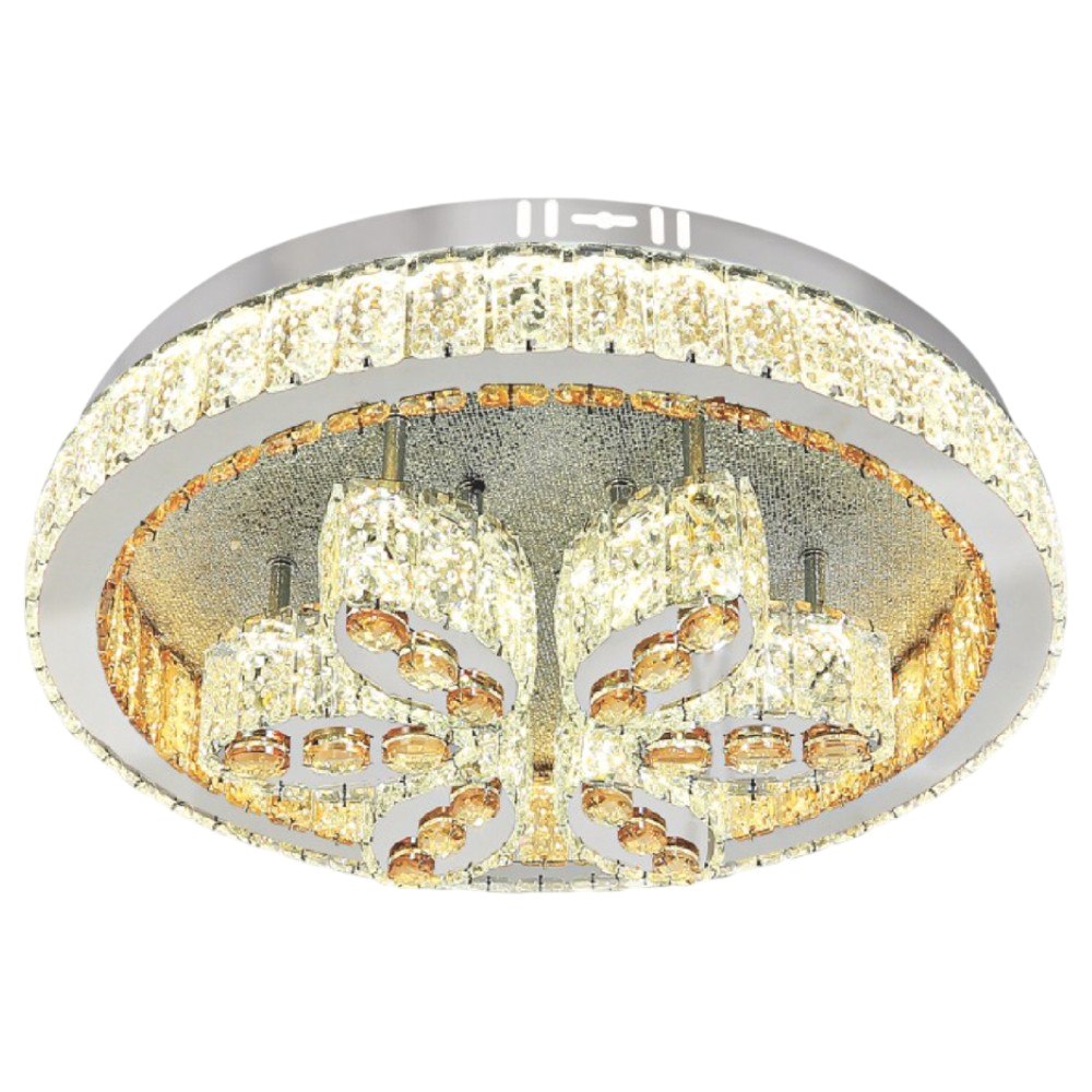 Đèn mâm tròn pha lê Ø500 x H120, 3 màu ánh sáng