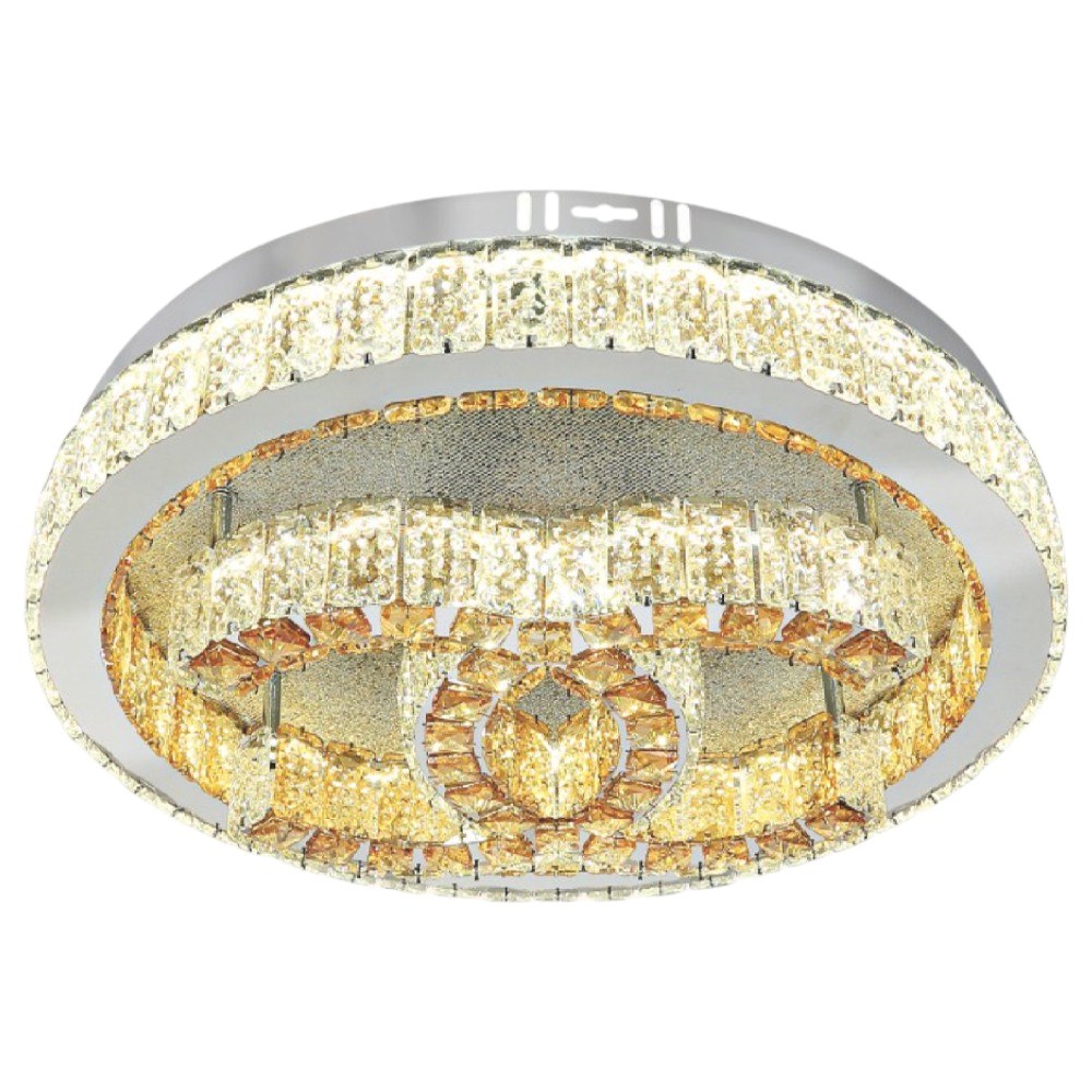 Đèn mâm tròn pha lê Ø500 x H120, 3 màu ánh sáng