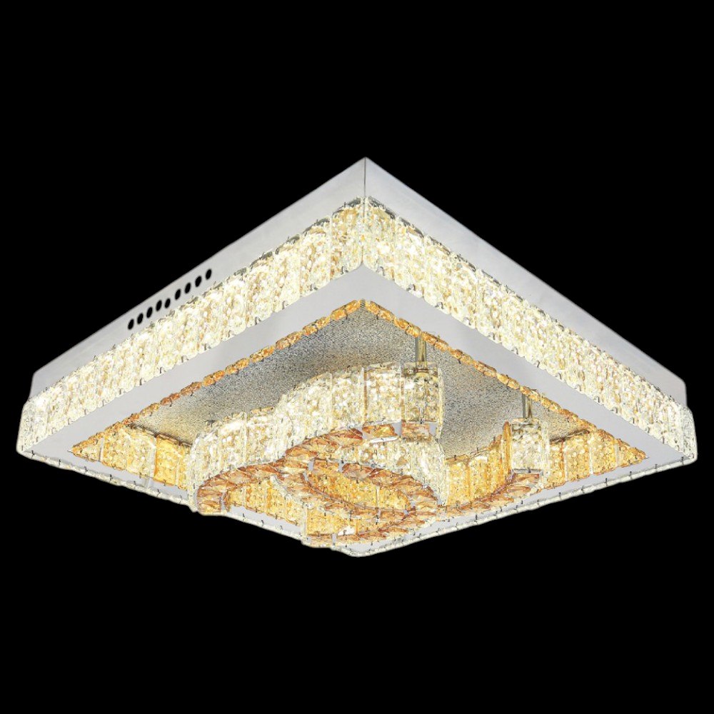 Đèn mâm vuông pha lê Ø500 x H110 3 màu ánh sáng