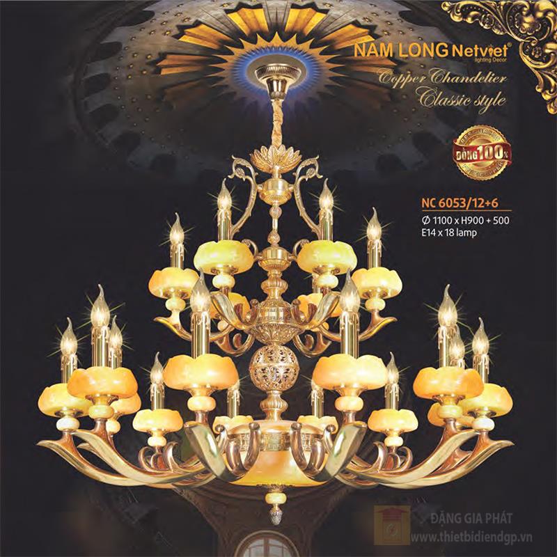 Đèn chùm nến đồng phong cách cổ điển Ø1100*H900+500 - E14*18 Lamp