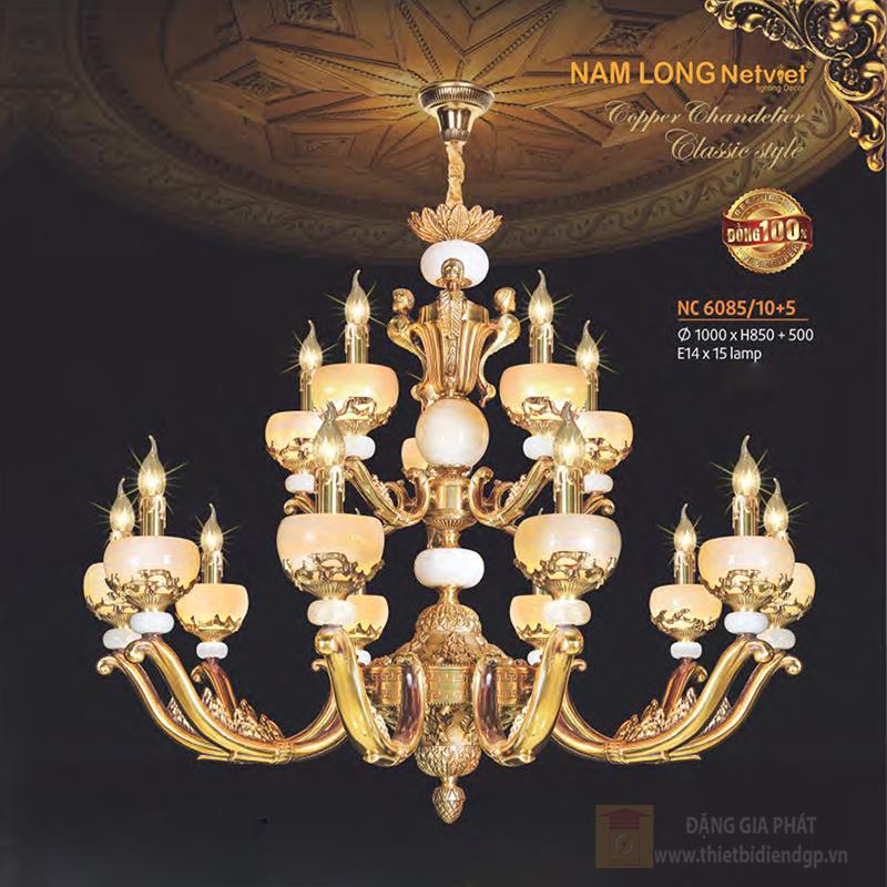 Đèn chùm nến đồng phong cách cổ điển Ø1000*H850+500 - E14*15 Lamp