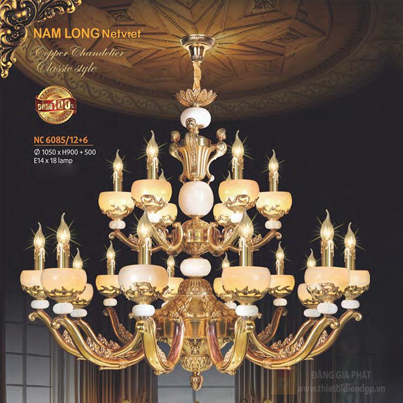 Đèn chùm nến đồng phong cách cổ điển Ø1050*H900+500 - E14*18 Lamp