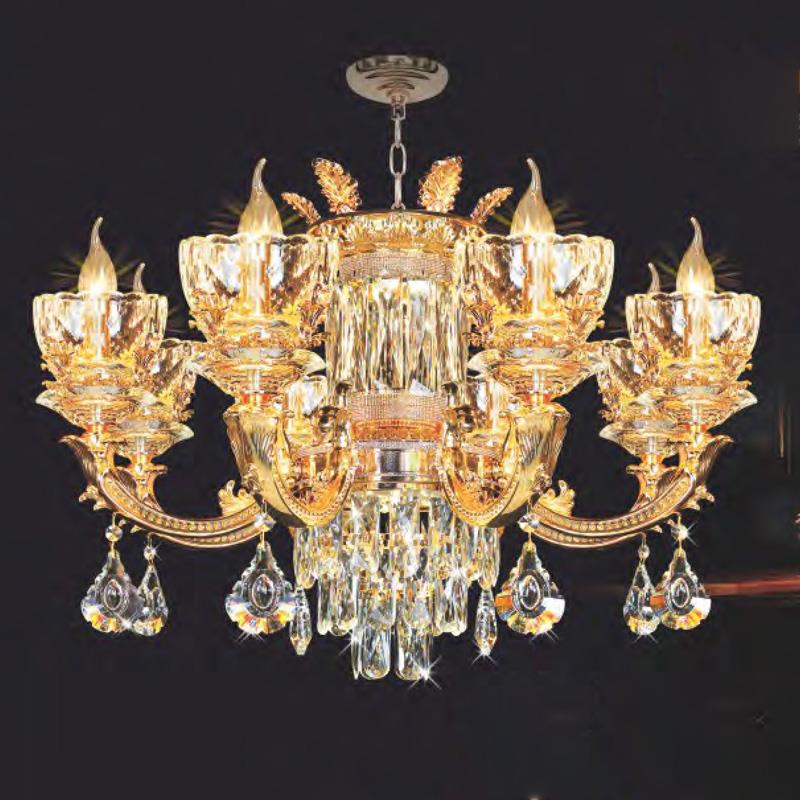 Đèn chùm nến pha lê cao cấp Ø700*H500+500 - E14*8 lamp