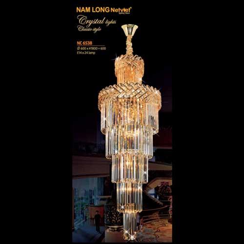 Đèn chùm pha lê Netviet Ø600 x H1800 + 600, E14 x 24 lamp