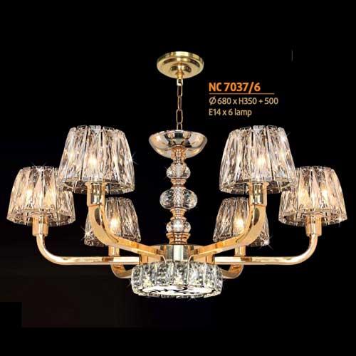 Đèn chùm pha lê Netviet Ø680 x H350 + 500, E14 x 6 lamp