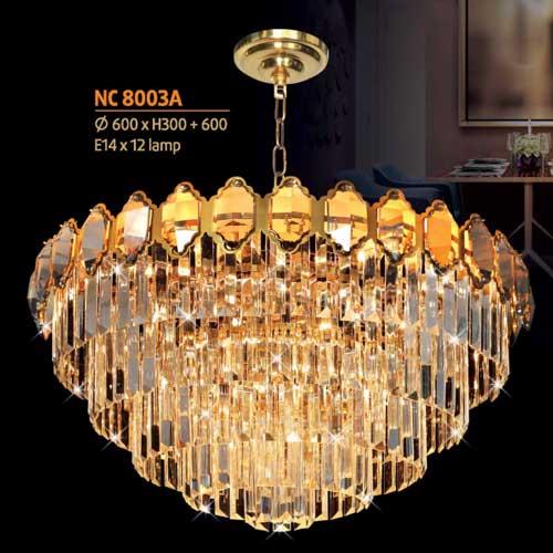 Đèn chùm pha lê Netviet Ø600 x H300 + 600, E14 x 12 lamp