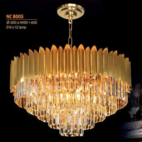 Đèn chùm pha lê Netviet Ø600 x H400 + 600, E14 x 12 lamp