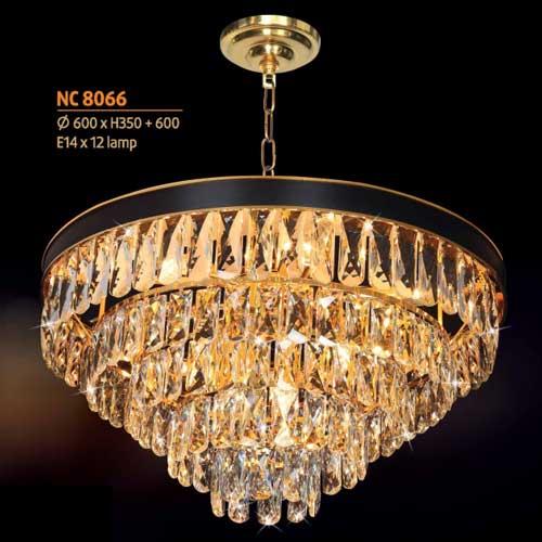 Đèn chùm pha lê Netviet Ø600 x H350 + 600, E14 x 12 lamp