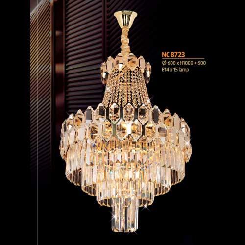 Đèn chùm pha lê Netviet Ø600 x H1000 + 600, E14 x 15 lamp