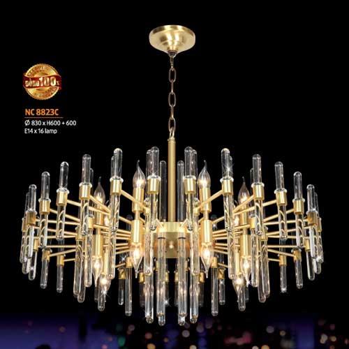 Đèn chùm đồng Ø830 x H600 + 600, E14 x 16 lamp
