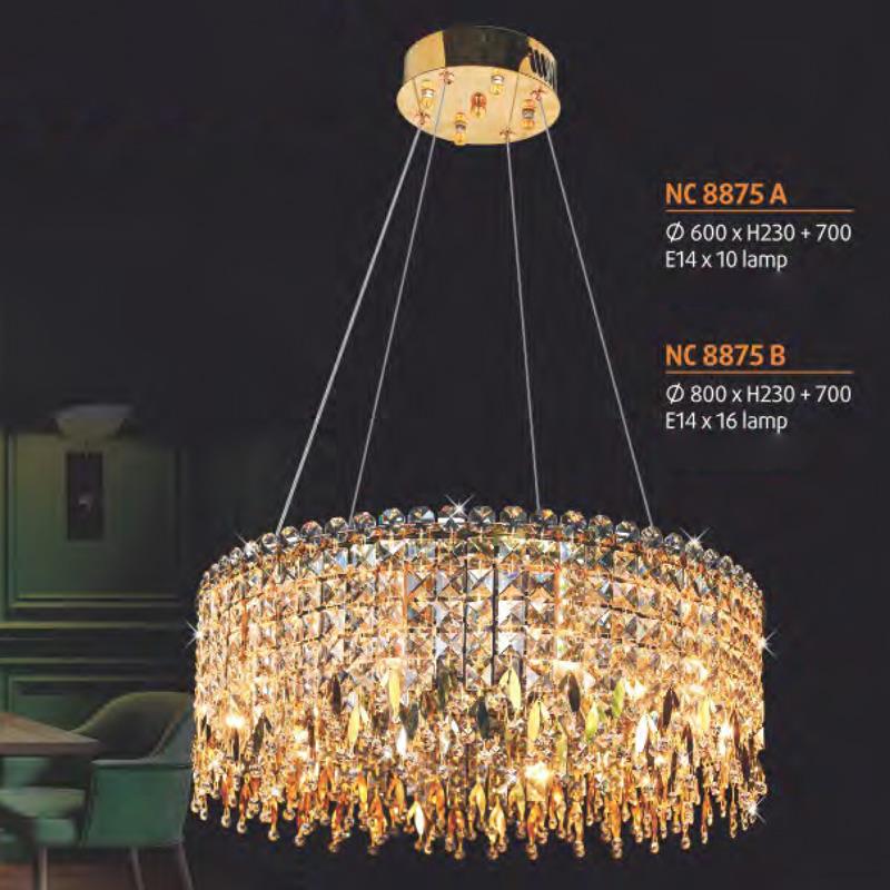 Đèn thả trần Pha Lê trang trí Ø800*H230+700 - E14*16 lamp