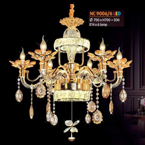 Đèn chùm pha lê Netviet Ø700 x H700 + 500, E14 x 6 lamp