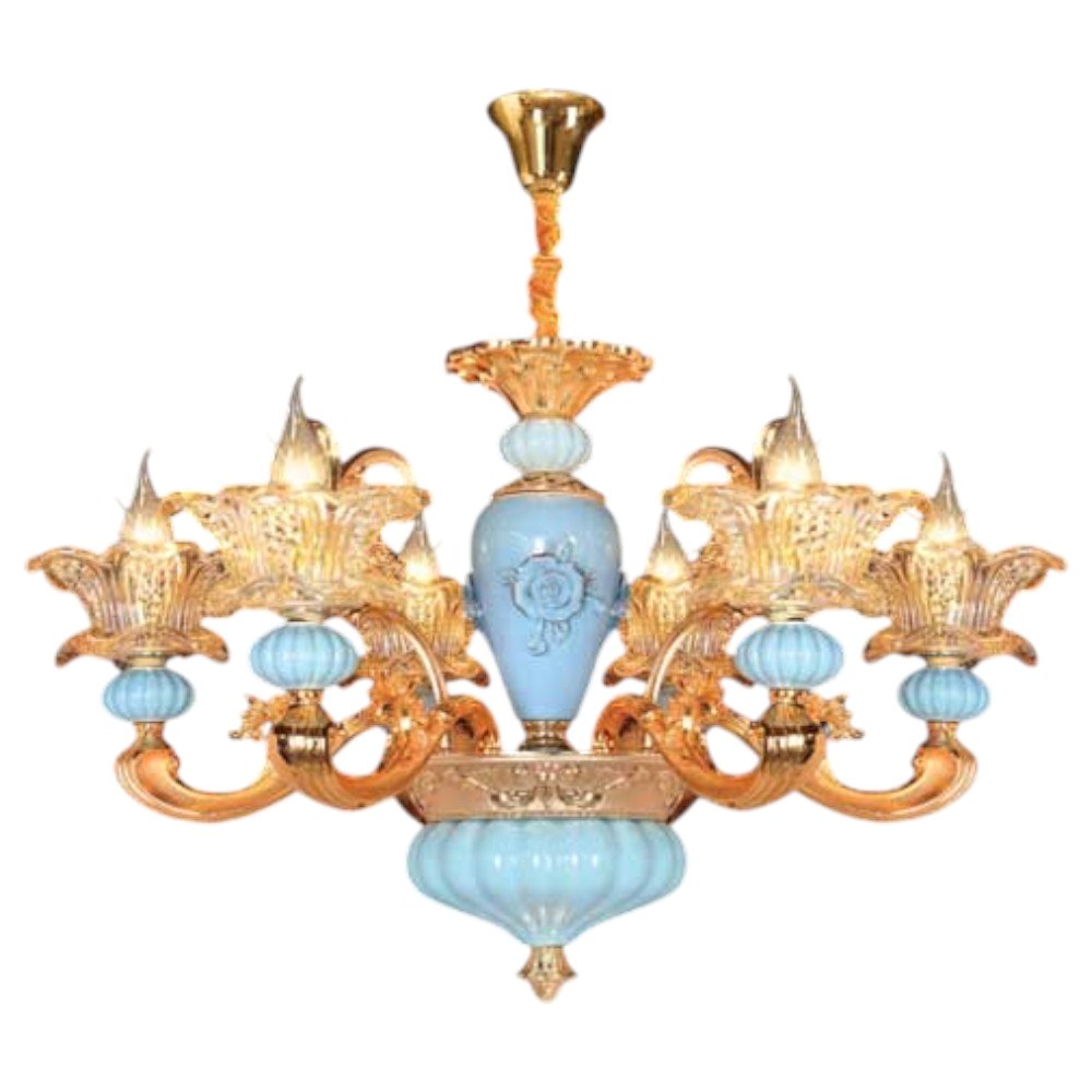 Đèn chùm đá Ø700 x H450 + 500, E14 x 6 lamp