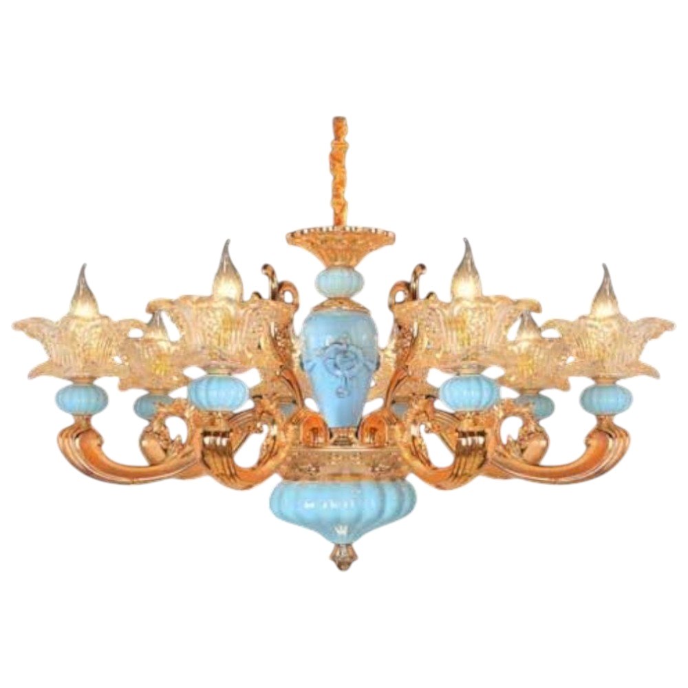 Đèn chùm đá Ø900 x H450 + 500, E14 x 8 lamp