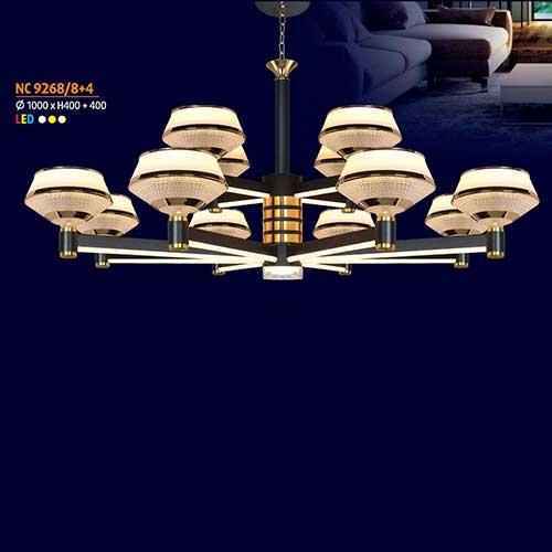 Đèn chùm trang trọng phong cách cổ điển Ø1000 x H400 + 400, led 3 màu ánh sáng