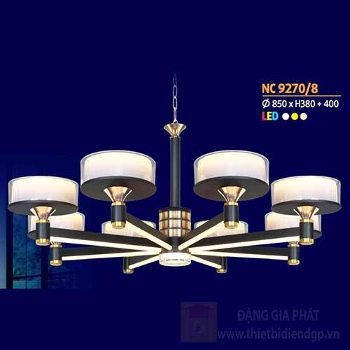 Đèn chùm trang trọng phong cách cổ điển Ø850 x H380 + 400, led 3 màu ánh sáng