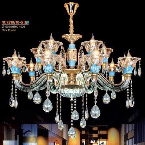 Đèn chùm pha lê Netviet Ø1000 x H800 + 500, E14 x 15 lamp