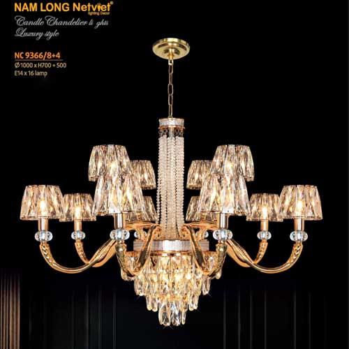 Đèn chùm pha lê Netviet Ø1000 x H700 + 500, E14 x 16 lamp