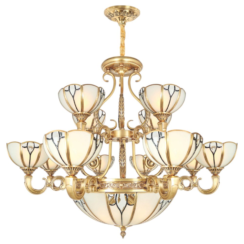 Đèn chùm đồng Netviet Ø1050*H850+500, E27*16 lamp W35Kg