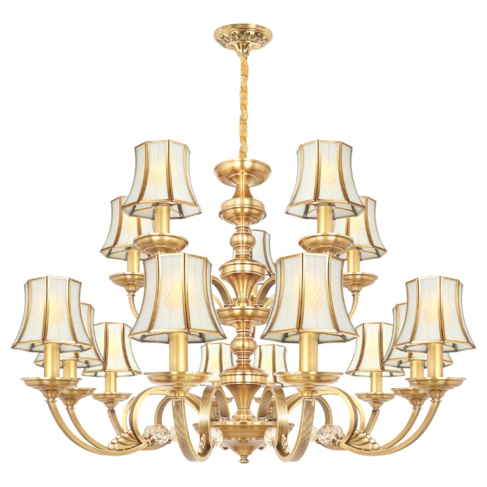 Đèn chùm đồng Netviet Ø1000*H700+500, E14*15 lamp W24Kg