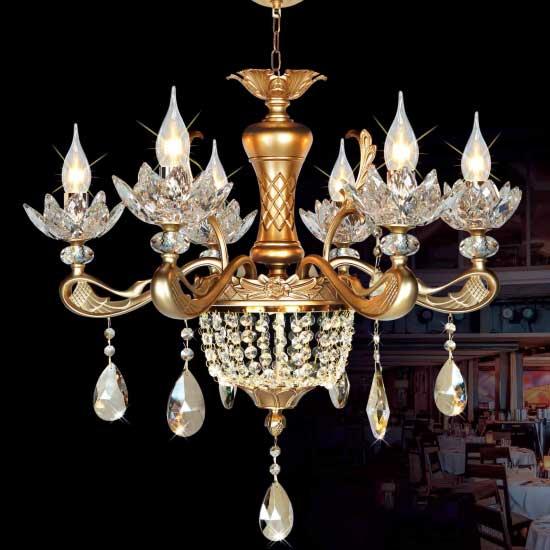 Đèn chùm pha lê Netviet Ø650 x H600 + 500, E14 x 6 lamp