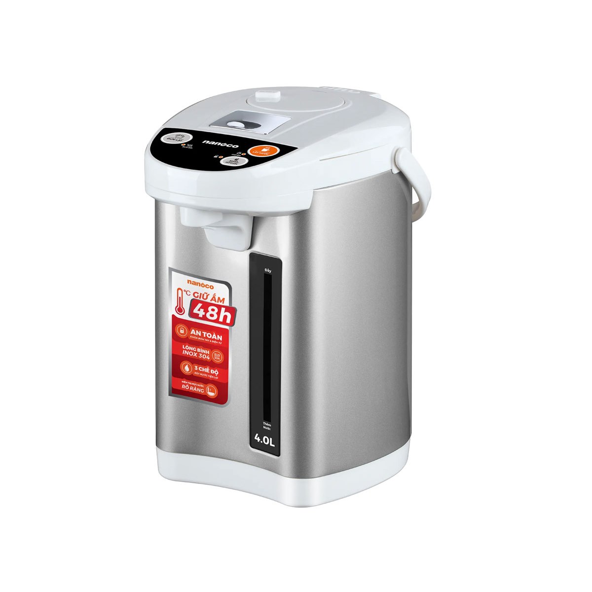 Bình thủy điện Nanoco NETF400 màu Bạc