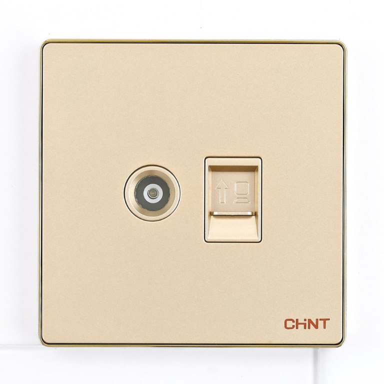 Ổ cắm TV đầu cuối & Ổ cắm mạng 8 cổng CHINT NEW2-S21204