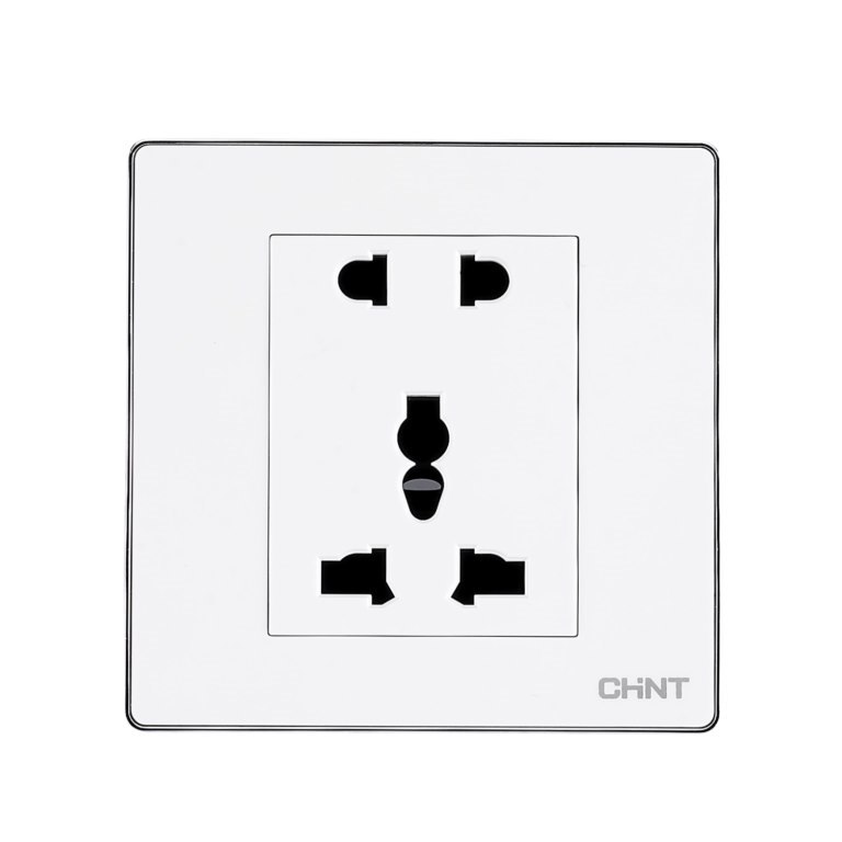 Ổ cắm đơn 2 chấu và 3 chấu đa năng CHINT NEW6-D11140 13A 250V