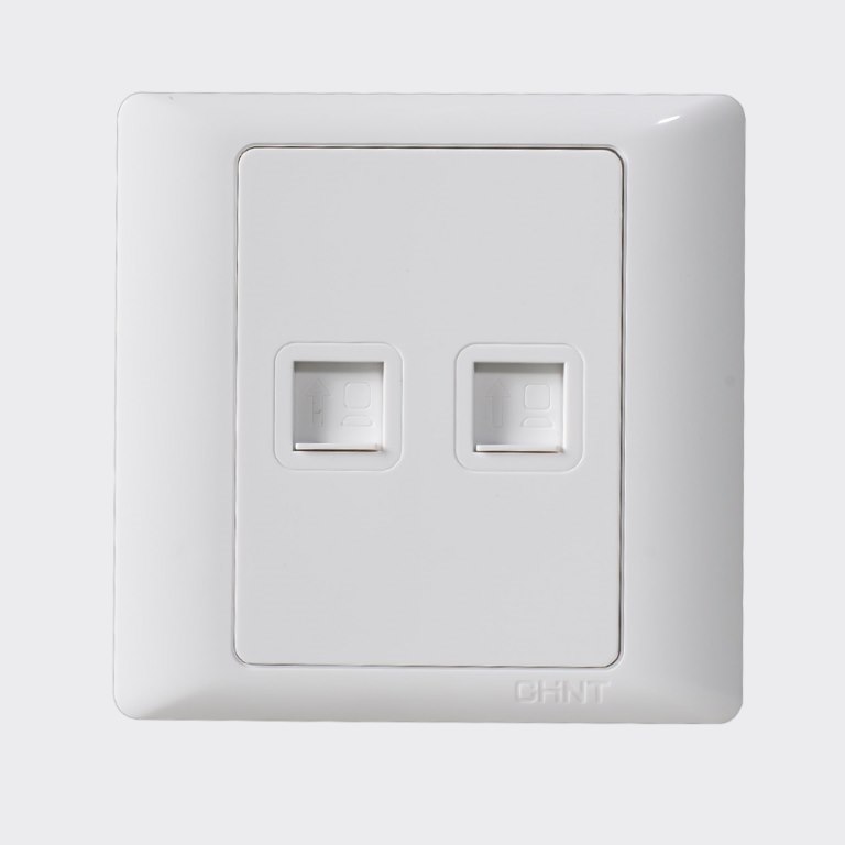 Ổ cắm mạng Cat 5e đôi 8 lõi CHINT NEW7-G20500A