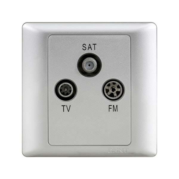 Ổ cắm truyền hình vệ tinh và đài phát thanh TV-SAT-FM CHINT NEW7-G32900/CS