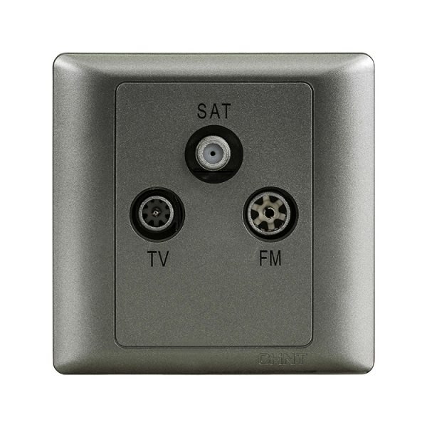Ổ cắm truyền hình vệ tinh và đài phát thanh TV-SAT-FM CHINT NEW7-G32900/PS