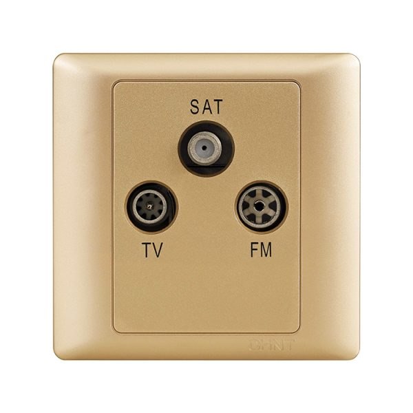 Ổ cắm truyền hình vệ tinh và đài phát thanh TV-SAT-FM CHINT NEW7-G32900/X