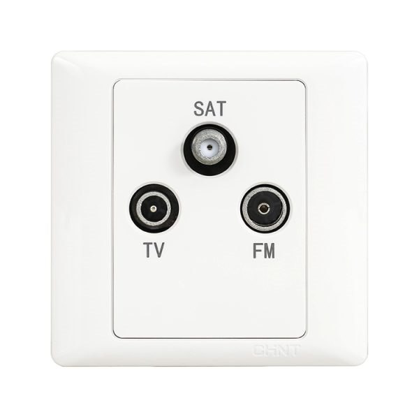 Ổ cắm truyền hình vệ tinh và đài phát thanh TV-SAT-FM CHINT NEW7-G32900