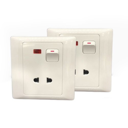 Ổ cắm đơn 3 chấu CHINT NEW7-G401KL 10A 250V có công tắc, đèn báo