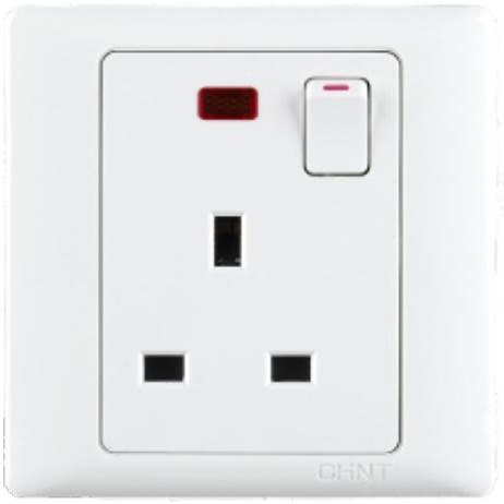 Ổ cắm đơn 3 chấu CHINT NEW7-G42710 có công tắc và đèn báo13A 250V