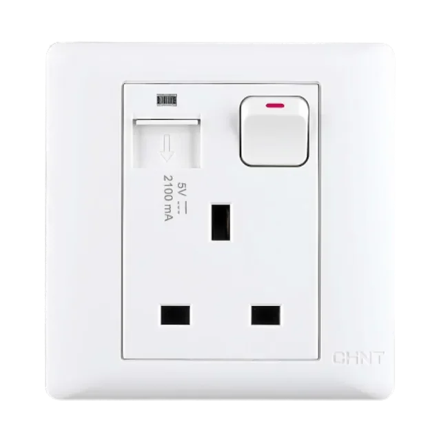 Ổ cắm đơn 3 chấu có USB CHINT NEW7-G42720