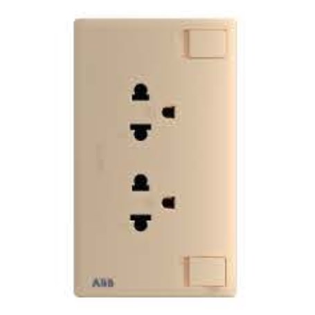 Bộ ổ cắm đôi 3 chấu 16A ABB, có công tắc tràn viền
