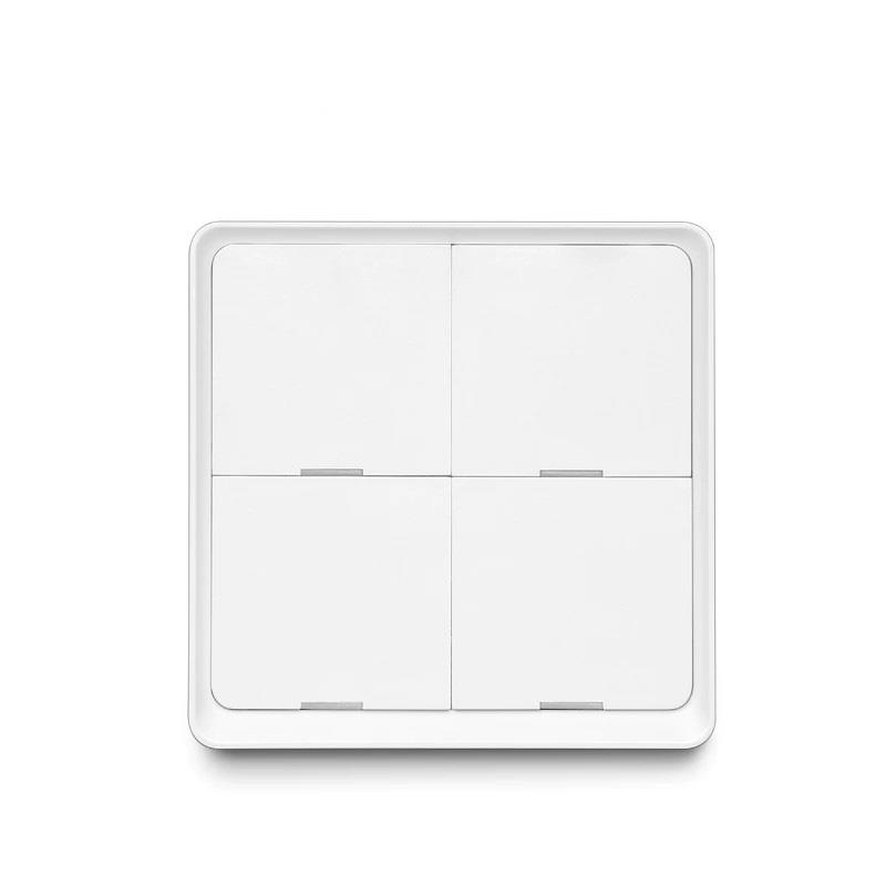 Công tắc ngữ cảnh Tuya Zigbee, 4 phim, nhấn nhả màu trắng, hình vuông
