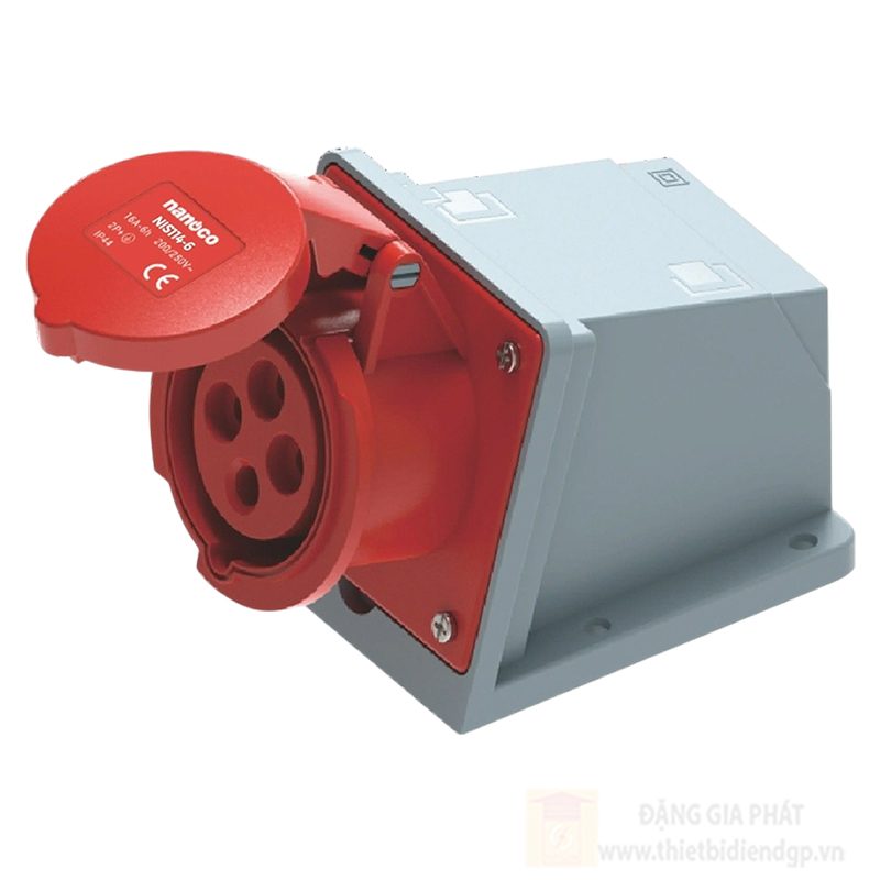 Ổ cắm công nghiệp Nanoco 4P - 400V - 6H - IP44 gắn nổi loại không kín nước