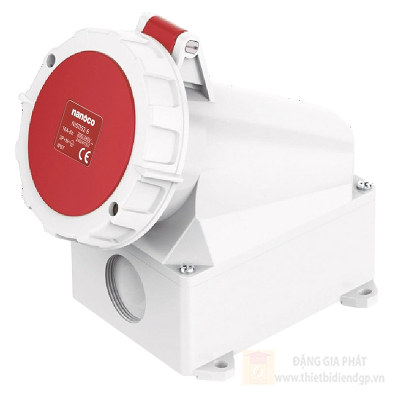 Ổ cắm công nghiệp Nanoco 5P - 400V - 6H - IP67 gắn nổi loại kín nước