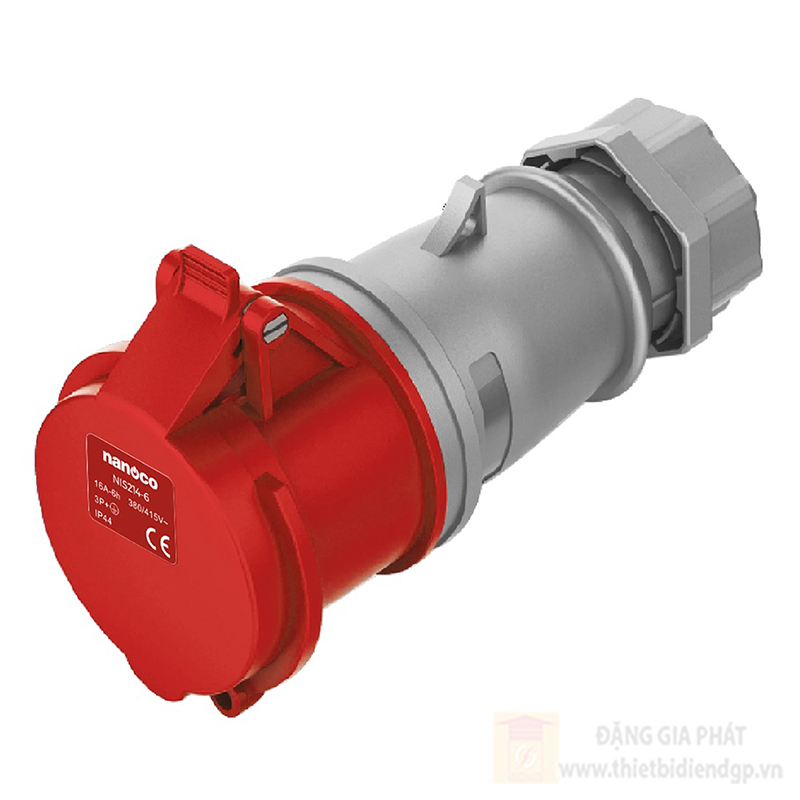 Ổ cắm nối công nghiệp Nanoco 4P - 400V - 6H - IP44 loại không kín nước