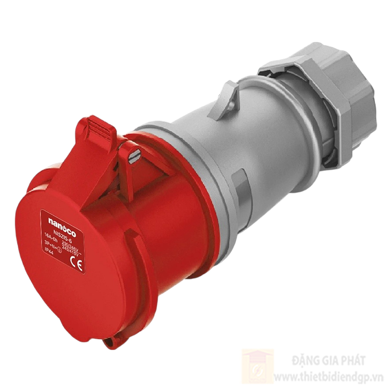 Ổ cắm nối công nghiệp Nanoco 5P - 400V - 6H - IP44 loại không kín nước