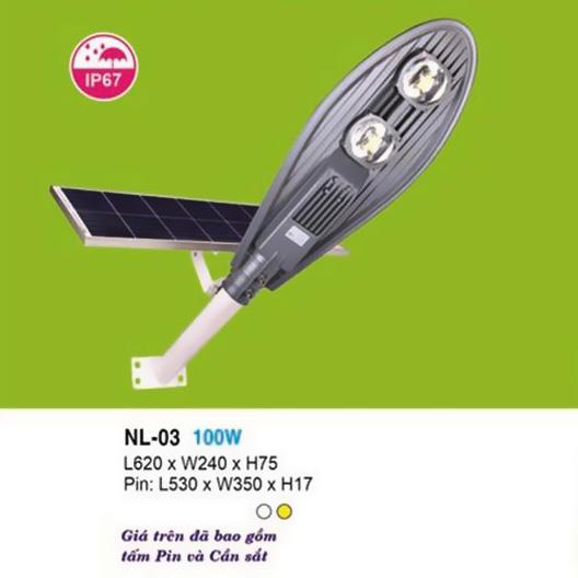 Đèn đường Hufa L620*W240*H75-100W, Pin: L530 x W350 x H17