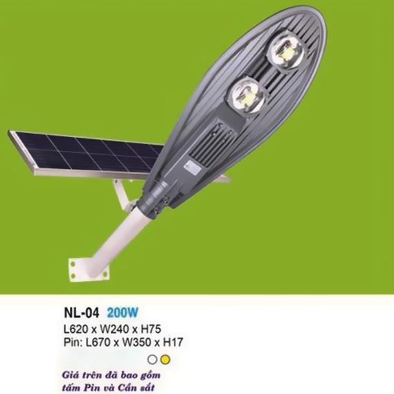 Đèn đường Hufa L620*W240*H75-200W, Pin: L670 x W350 x H17