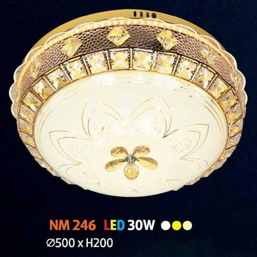 Đèn mâm tròn mica led 30W, Ø500 x H200, 3 màu ánh sáng