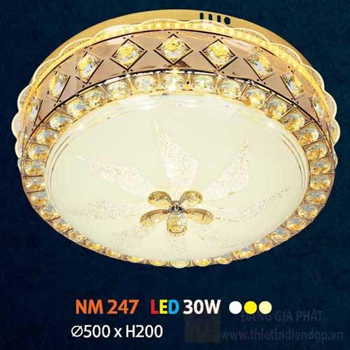 Đèn mâm tròn mica led 30W, Ø500 x H200, 3 màu ánh sáng