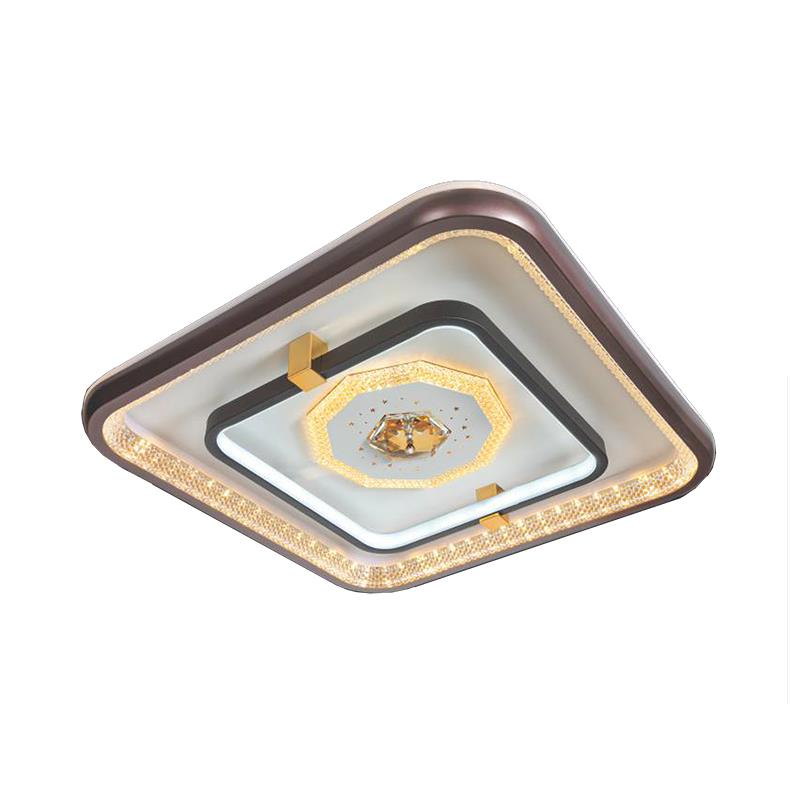 Đèn mâm ốp trần vuông mica Ø500*H100, Led 3 màu ánh sáng