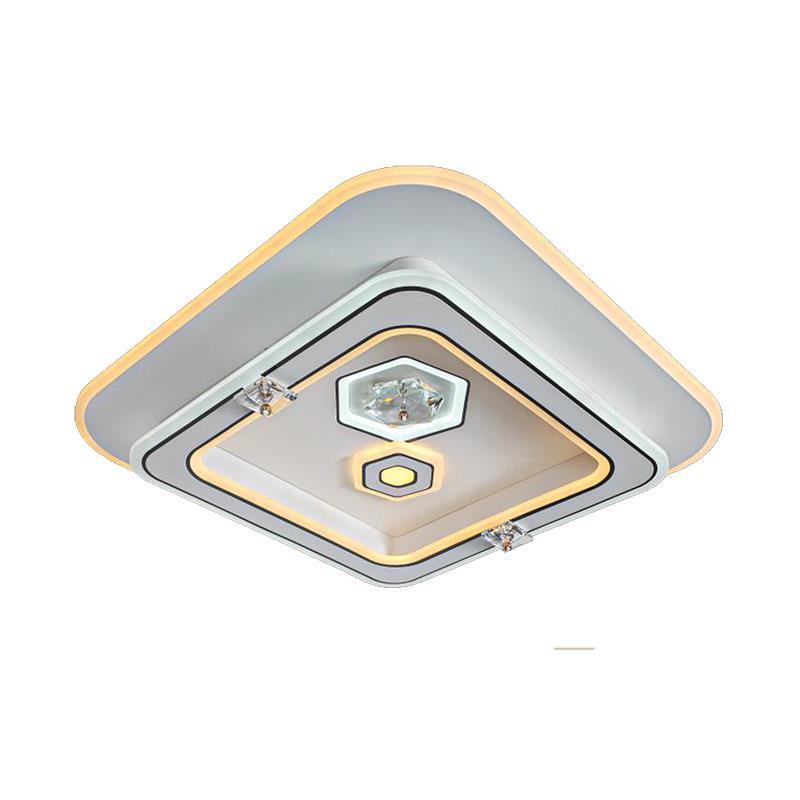 Đèn mâm ốp trần vuông mica Ø500*H100, Led 3 màu ánh sáng