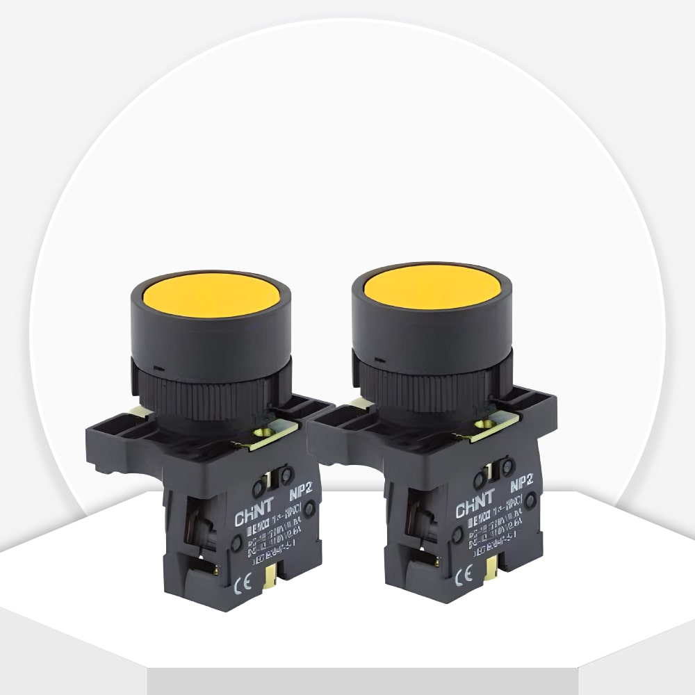 Nút nhấn nhả không đèn CHINT NP2-EA53 màu vàng 2 tiếp điểm