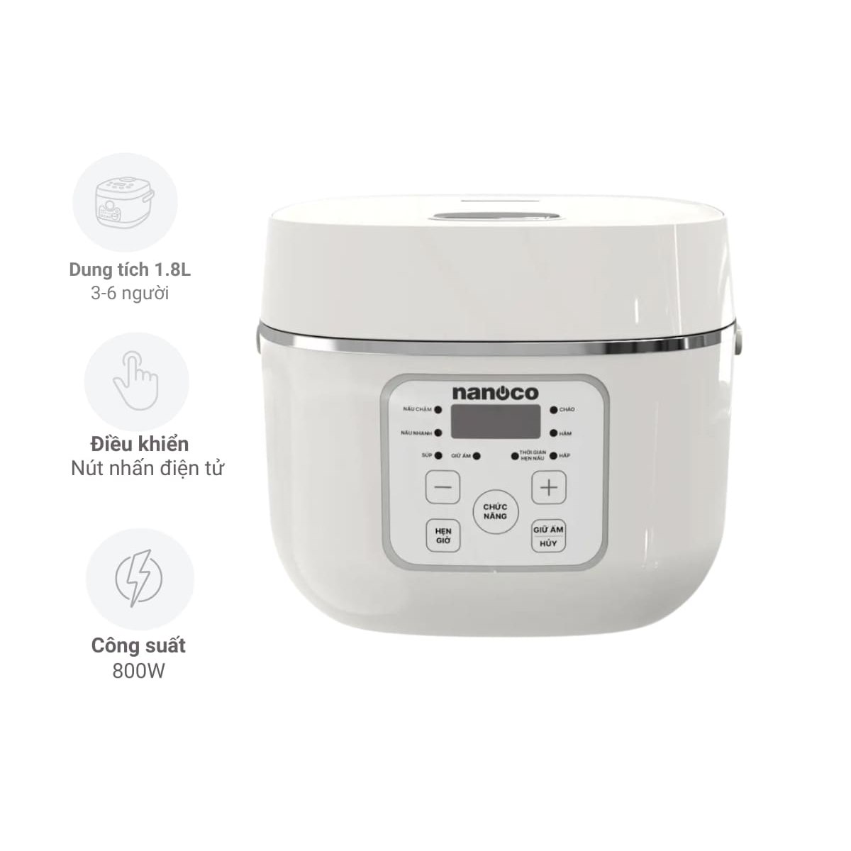 Nồi cơm điện tử Nanoco NRC1802BE 1.8L